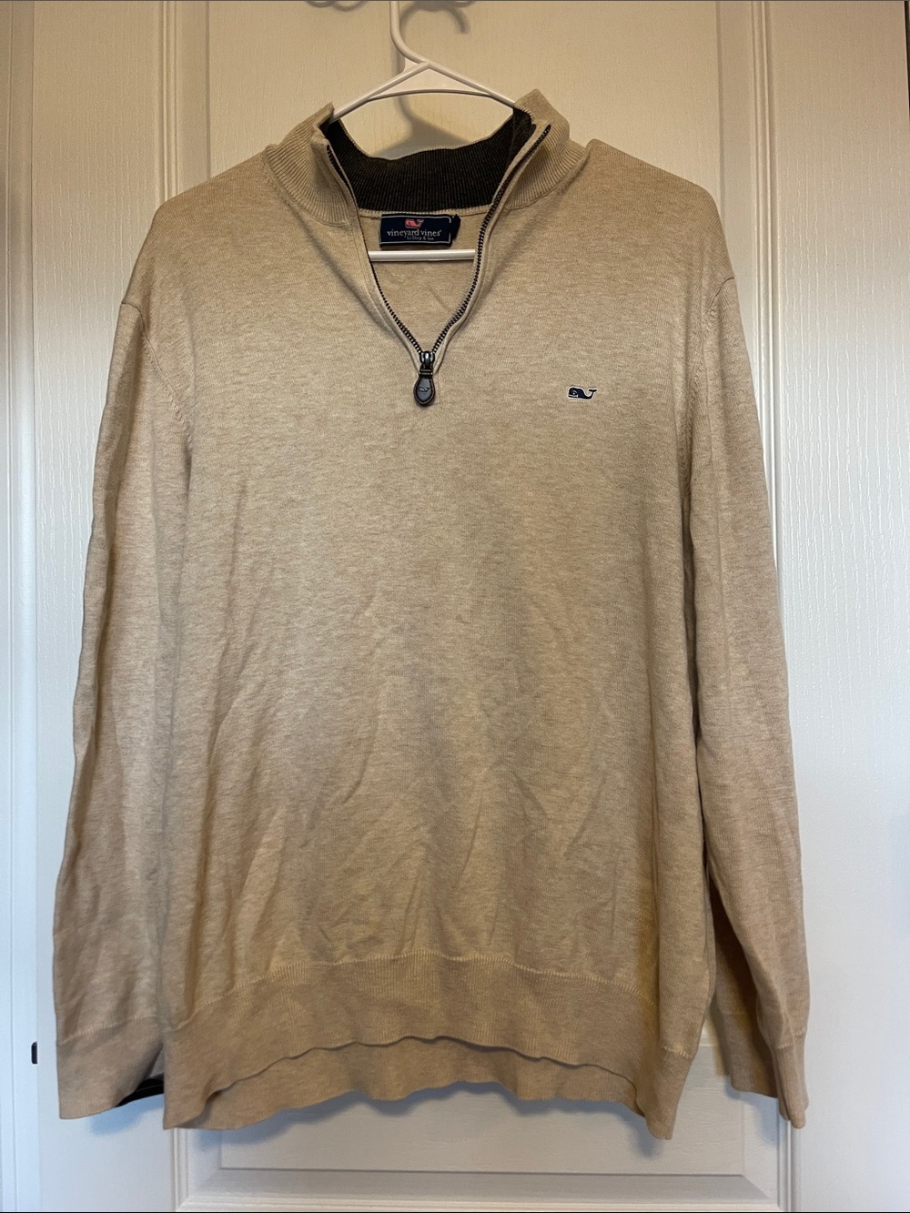 Vineyard Vines Men’s Tan Beige Quarter-Zip Sweater